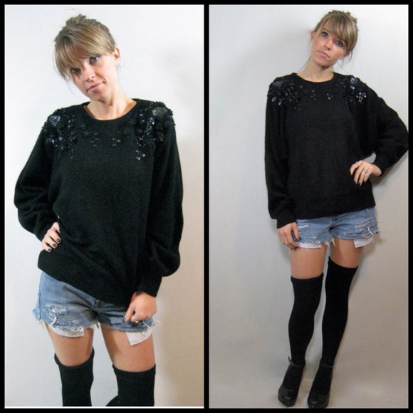 vintage angora embellished sweater