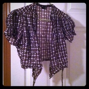 Brown&cream polka dotted cropped cover/cardigan