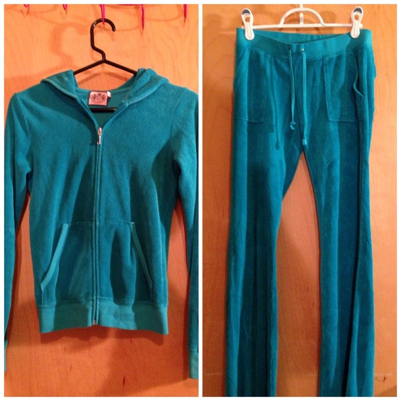 NWOT Juicy teal terry cloth track suit