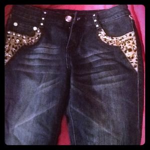 Cheetah print jeans size 7/8 reduced