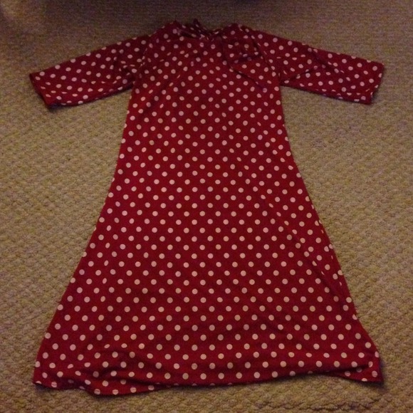 Red and white polka dot dress
