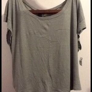 Off Shoulder Back Button Gray Top
