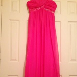 ABS by Allen Schwartz Carnation strapless gown