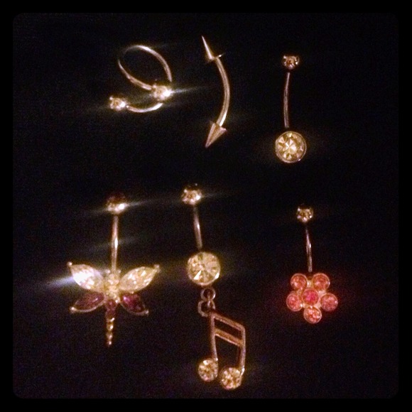 Six Belly Button Piercing Rings
