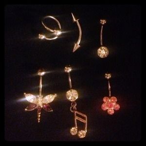 Six Belly Button Piercing Rings