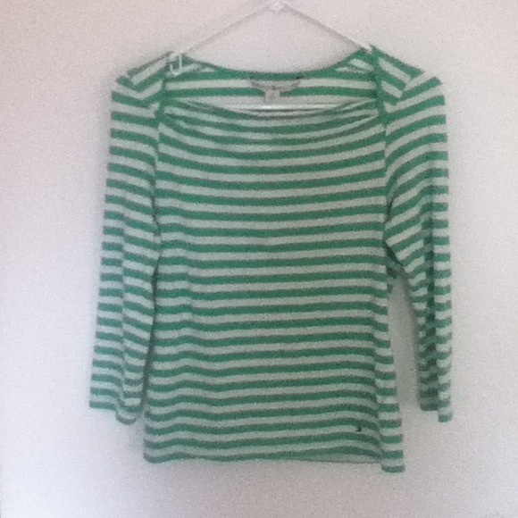 Tommy Hilfiger green white and gold striped shirt