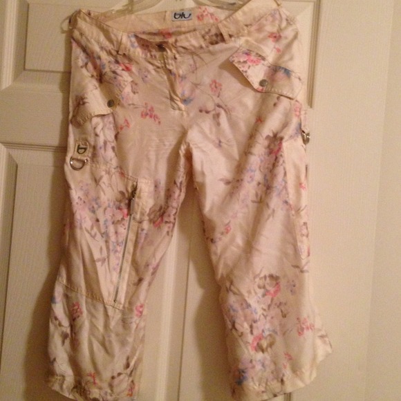 Byblos blu silk Capri pants - Picture 1 of 4