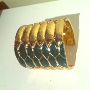 Gold and green cuff bracelet