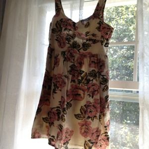 White dress with pink roses