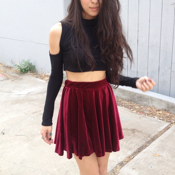 Dresses & Skirts - Merlot Velvet skater skirt