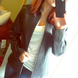 Express 100% genuine Leather black jacket