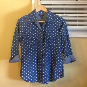 Old Navy Polka Dot Denim Top Shirt Small