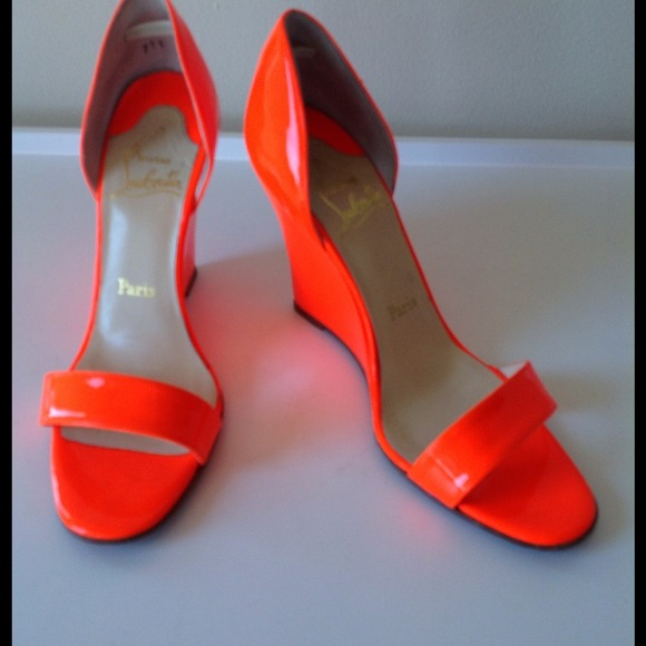 Christian Louboutin wedge neon passmule size 9.5 - Picture 2 of 3