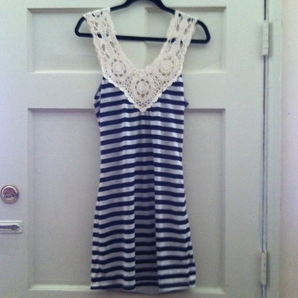 Most adorable dress! Crochet straps striped body:)