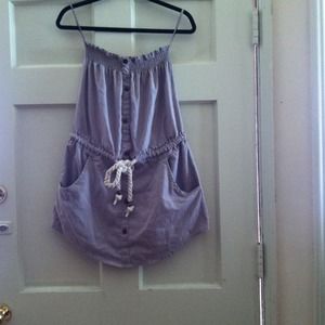 Strapless grey rope belt dress :)