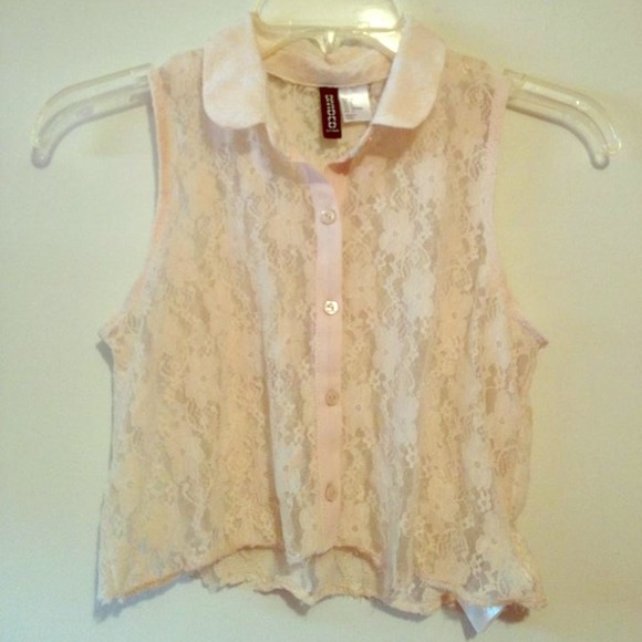 H&M LACE PETER PAN COLLAR LACE TOP