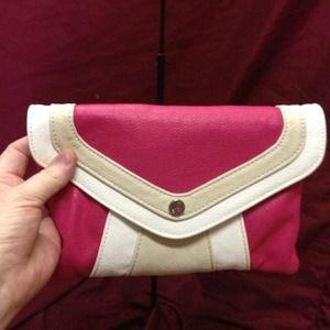 Grace Adele pink envelope clutch