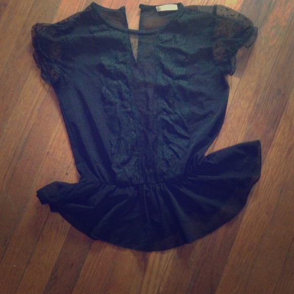 Black sheer peplum top