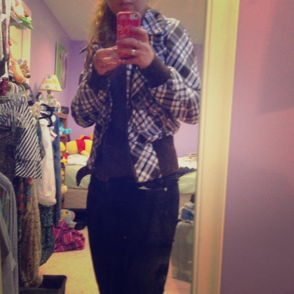 Brown and white checkered jacket