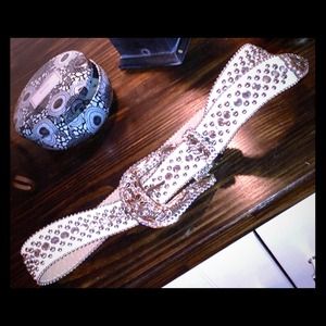 B.B. Simon Swarovski Crystal White Belt