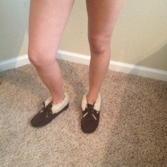 Old Navy dark brown with cream faux fur moccasins!