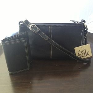 Leather Black Sak purse and matching wallet
