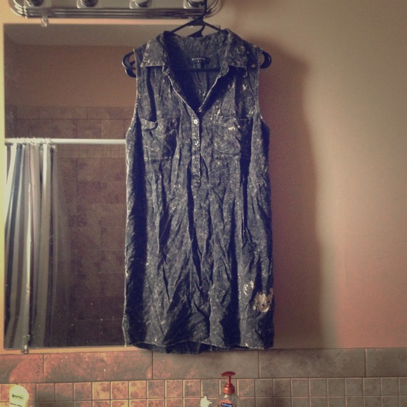Grey acid wash shirt dress