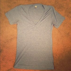American Apparel blue deep v-neck tee