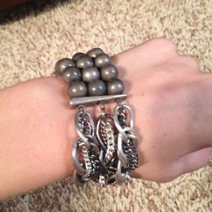 Beaded and chained bracelet