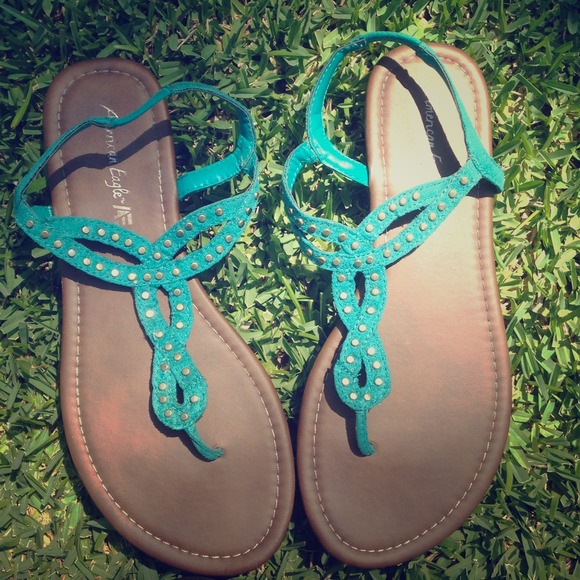 Turquoise studded sandals