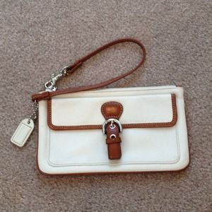 SOLD White Leather Coach Wristlet