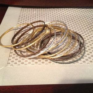 Silver and gold bangles