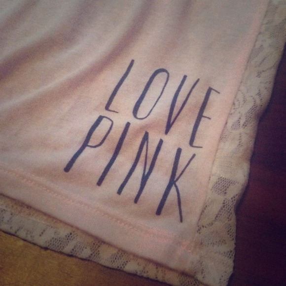 Victoria's Secret pink Tshirt w/ lace back EUC