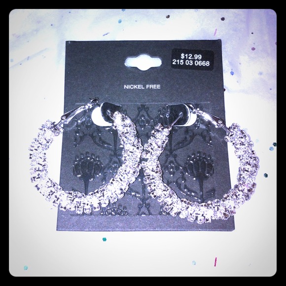 !!**SOLD**!! Hoop Earrings with Fashion Bling - Picture 1 of 3