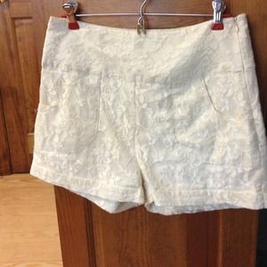 High waisted white lace shorts
