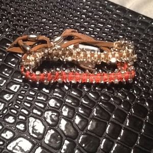 2 leather beaded gap bracelets