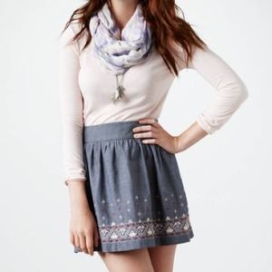 Embroidered Chambray Skirt