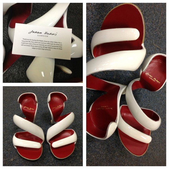 SOLD JULIAN HAKES London Mojito White heels sz 37 - Picture 2 of 4