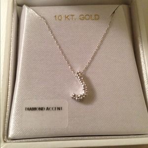White gold diamond accent "J" necklace