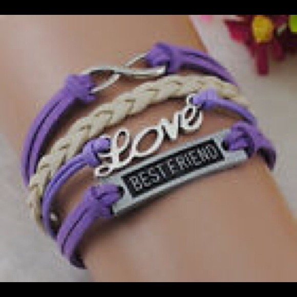 Infinity Love Best Friends purple leather bracelet