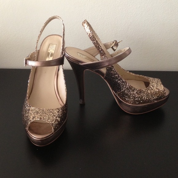 INC gold glitter sandals