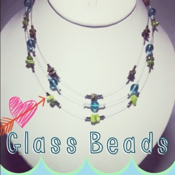 Blue & Green Glass Bead Necklace💕