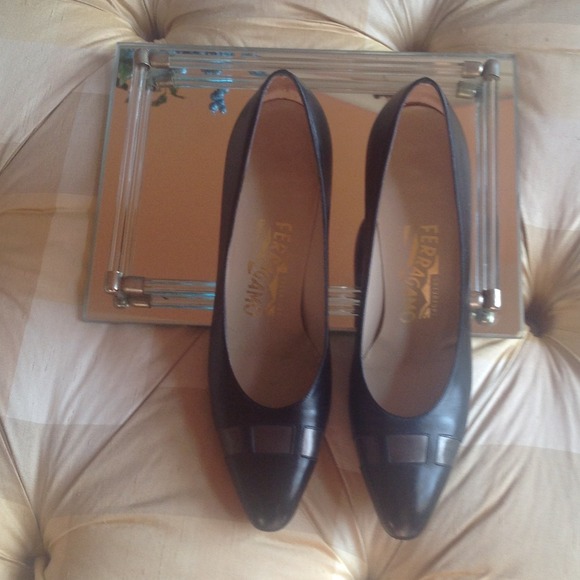 Ferragamo  black soft kid leather black.