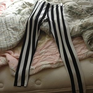 Black and white striped pants