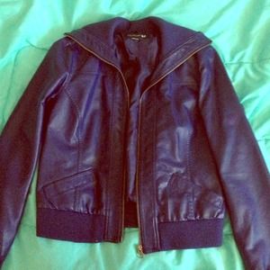 Navy blue faux leather jacket