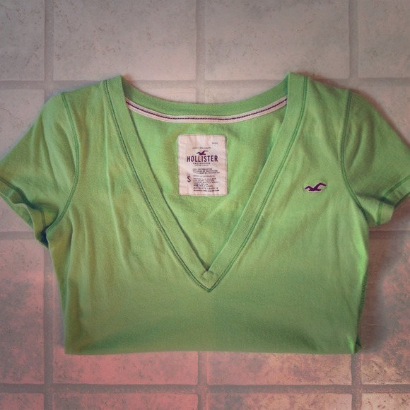 Hollister lime green v-neck