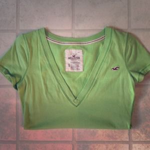 Hollister lime green v-neck