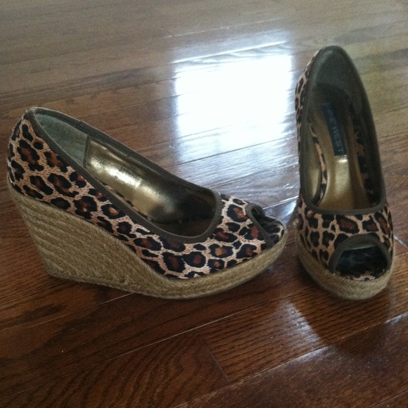 SOLD Nine west leopard wedges