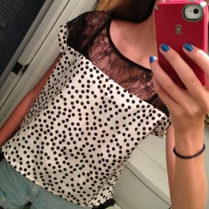 Polka Dot + Lace Top