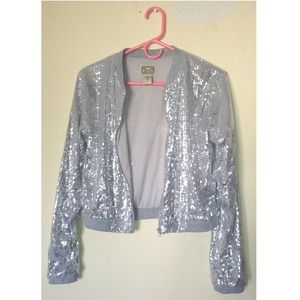 Silver Sequins Bomber Jacket